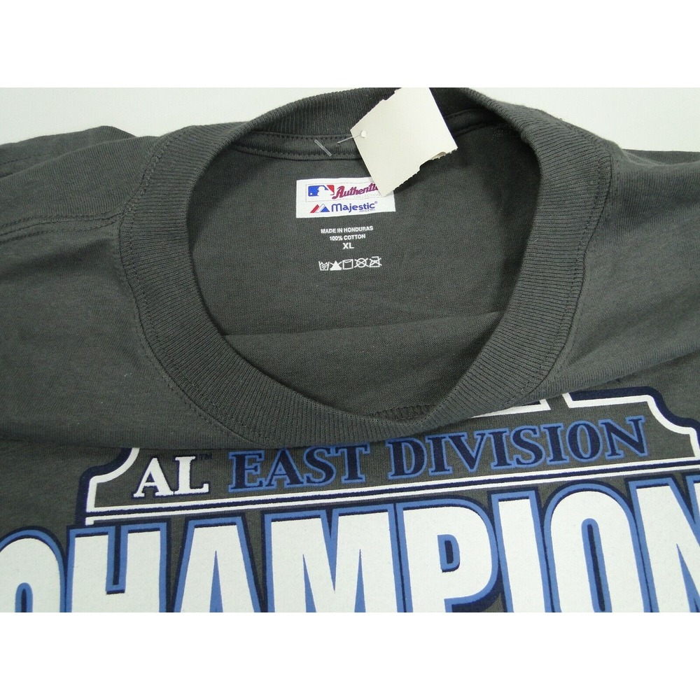 Majestic Tampa Bay Rays 2010 AL East Champions‎ Mens T-Shirt Gray Size XL NWT - Picture 4 of 5